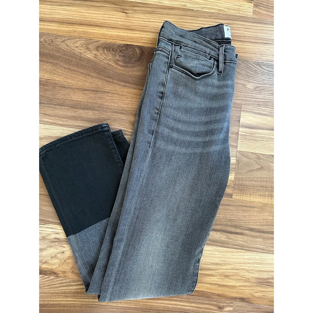 Frame Le High Straight Black Colorblock Denim Jeans